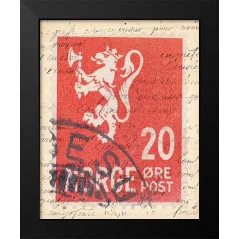 Vintage Stamp III Black Modern Wood Framed Art Print by Vision Studio