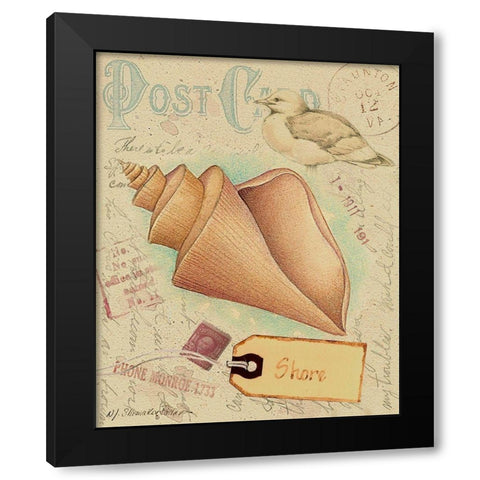 Postcard Shells III Black Modern Wood Framed Art Print by Pallan, Nancy S.