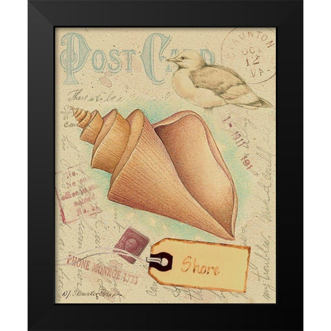 Postcard Shells III Black Modern Wood Framed Art Print by Pallan, Nancy S.