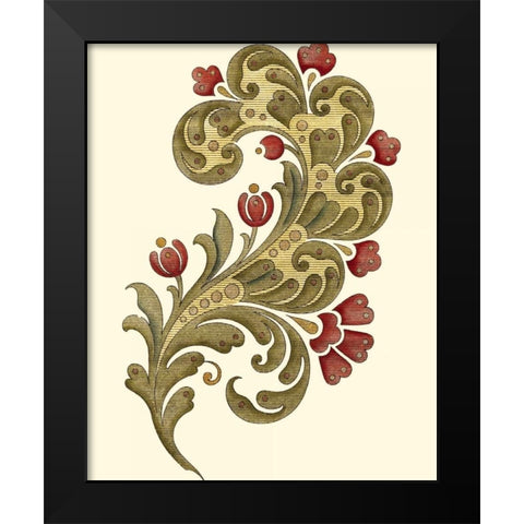 Jacobean Leaf II Black Modern Wood Framed Art Print by Vision Studio