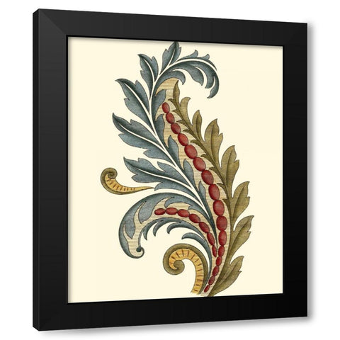 Jacobean Leaf III Black Modern Wood Framed Art Print by Vision Studio