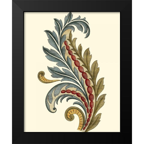 Jacobean Leaf III Black Modern Wood Framed Art Print by Vision Studio