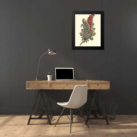 Jacobean Leaf IV Black Modern Wood Framed Art Print by Vision Studio