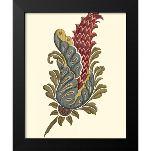 Jacobean Leaf IV Black Modern Wood Framed Art Print by Vision Studio