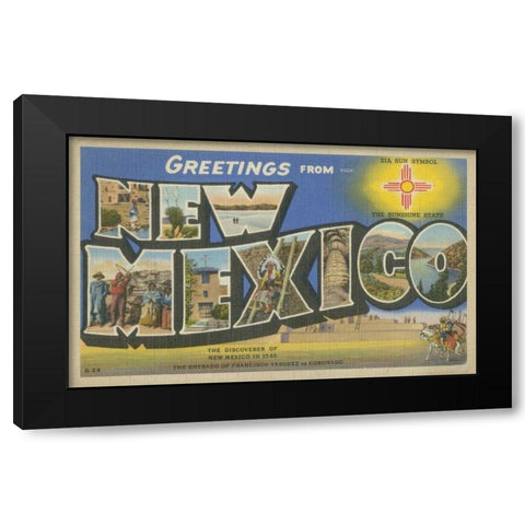 Greetings from New Mexico Black Modern Wood Framed Art Print by Unknown