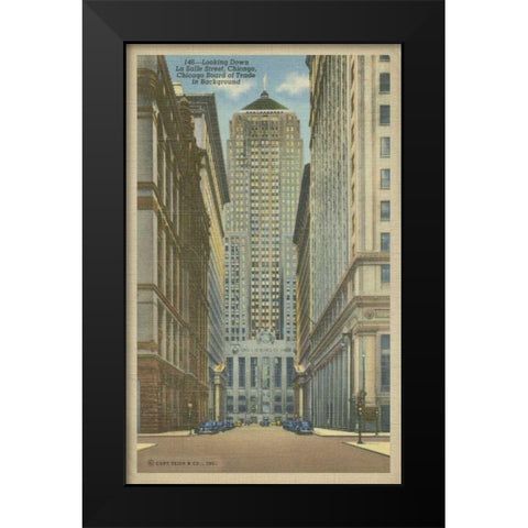 Chicago- La Salle Street Black Modern Wood Framed Art Print by Unknown