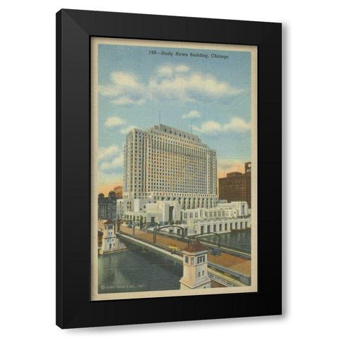 Chicago- Daily News Building Black Modern Wood Framed Art Print by Unknown