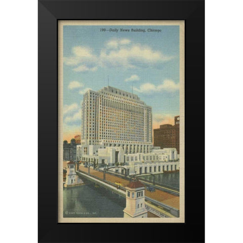 Chicago- Daily News Building Black Modern Wood Framed Art Print by Unknown