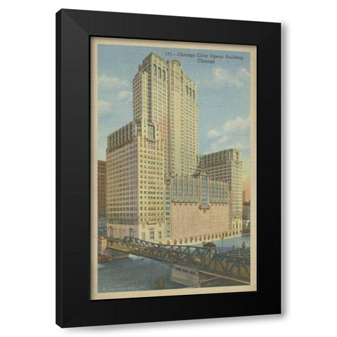 Chicago- Civic Opera Building Black Modern Wood Framed Art Print with Double Matting by Unknown