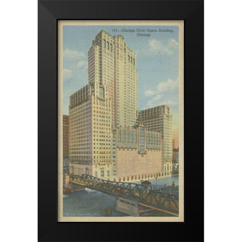 Chicago- Civic Opera Building Black Modern Wood Framed Art Print by Unknown