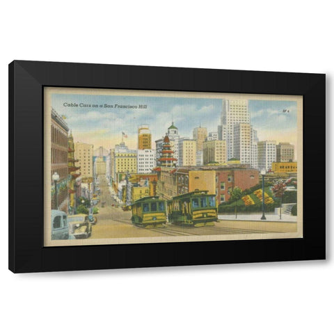 San Francisco- Cable Cars Black Modern Wood Framed Art Print by Unknown