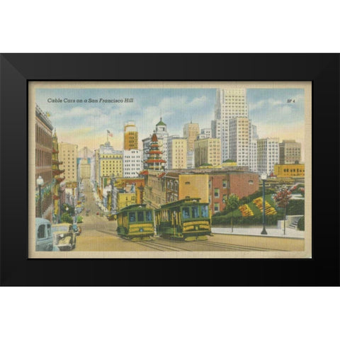 San Francisco- Cable Cars Black Modern Wood Framed Art Print by Unknown