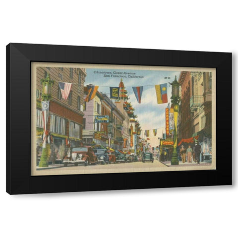 San Francisco- Chinatown Black Modern Wood Framed Art Print with Double Matting by Unknown