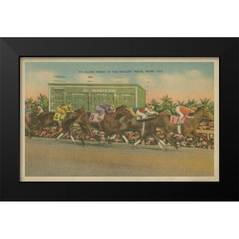 Close Finish Black Modern Wood Framed Art Print by Unknown