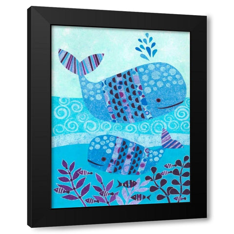 Ocean Blue Black Modern Wood Framed Art Print by Conway, Kim