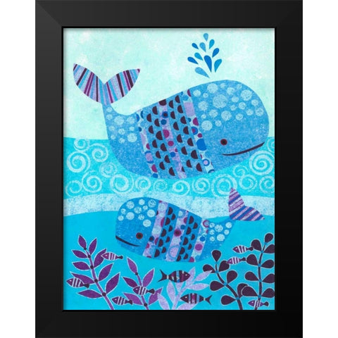 Ocean Blue Black Modern Wood Framed Art Print by Conway, Kim