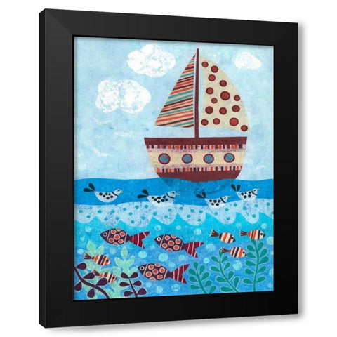 Sunny Sailing Black Modern Wood Framed Art Print by Conway, Kim