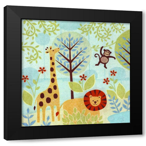 Jungle Buddies Black Modern Wood Framed Art Print with Double Matting by Conway, Kim