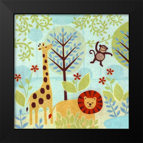 Jungle Buddies Black Modern Wood Framed Art Print by Conway, Kim