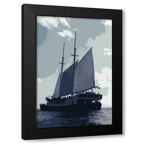 Caribbean Vessel I Black Modern Wood Framed Art Print with Double Matting by Longley, Carolyn