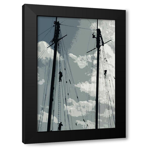 Caribbean Vessel IV Black Modern Wood Framed Art Print with Double Matting by Longley, Carolyn