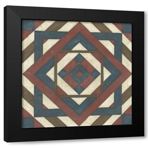 Quilt Motif IV Black Modern Wood Framed Art Print by Vess, June Erica