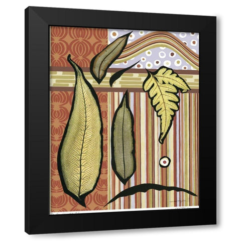Go Go Leaves II Black Modern Wood Framed Art Print with Double Matting by Taylor, Kris