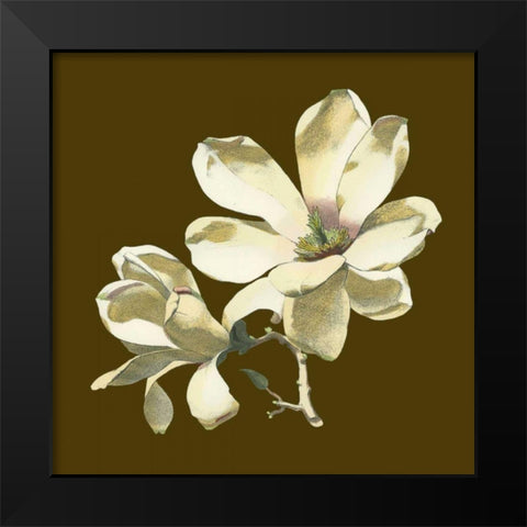 Magnolia on Taupe I Black Modern Wood Framed Art Print by Unknown