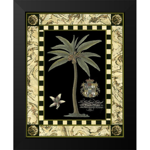 Bordered Palms on Black I Black Modern Wood Framed Art Print by Vision Studio