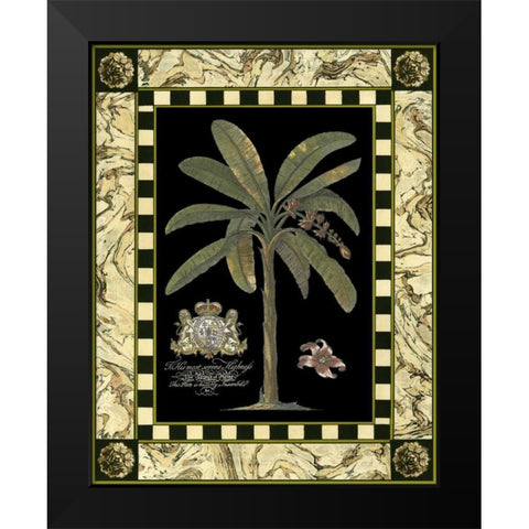 Bordered Palms on Black II Black Modern Wood Framed Art Print by Vision Studio