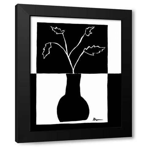 Minimalist Leaf in Vase I Black Modern Wood Framed Art Print by Goldberger, Jennifer