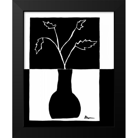 Minimalist Leaf in Vase I Black Modern Wood Framed Art Print by Goldberger, Jennifer