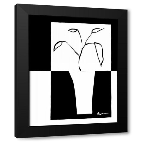 Minimalist Leaf in Vase II Black Modern Wood Framed Art Print with Double Matting by Goldberger, Jennifer