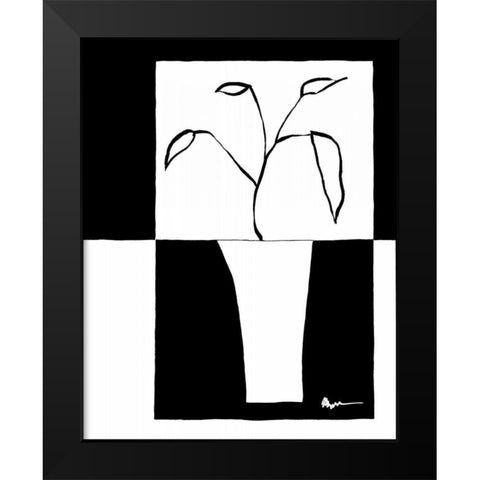 Minimalist Leaf in Vase II Black Modern Wood Framed Art Print by Goldberger, Jennifer