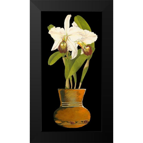 Orchids in Pot I Black Modern Wood Framed Art Print by Unknown