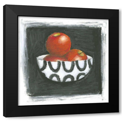 Apples in Bowl Black Modern Wood Framed Art Print with Double Matting by Zarris, Chariklia