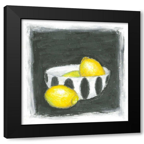 Lemons in Bowl Black Modern Wood Framed Art Print with Double Matting by Zarris, Chariklia