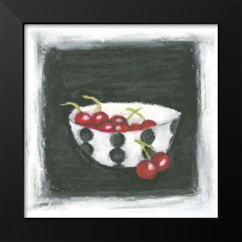 Cherries in Bowl Black Modern Wood Framed Art Print by Zarris, Chariklia