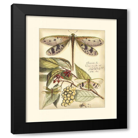 Whimsical Dragonflies I Black Modern Wood Framed Art Print by Vision Studio
