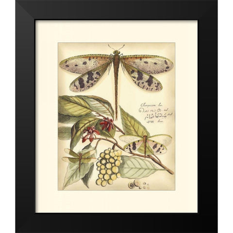 Whimsical Dragonflies I Black Modern Wood Framed Art Print by Vision Studio