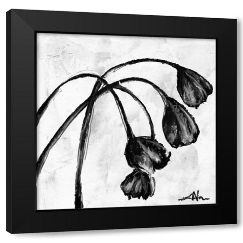 Mini Swooning Tulips I Black Modern Wood Framed Art Print by Unknown