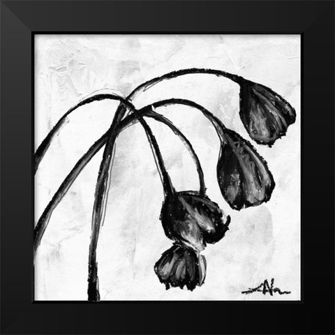 Mini Swooning Tulips I Black Modern Wood Framed Art Print by Unknown