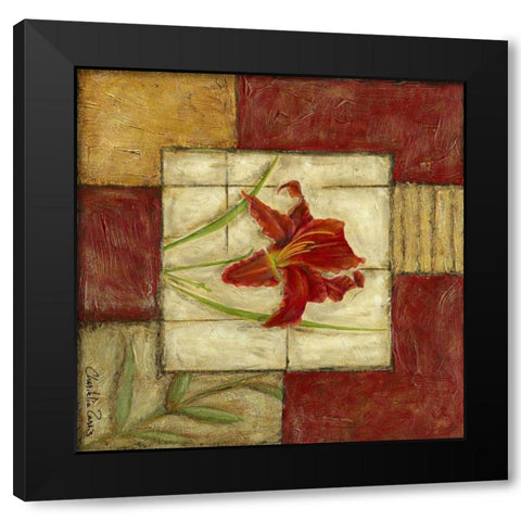 Flower Montage III Black Modern Wood Framed Art Print with Double Matting by Zarris, Chariklia