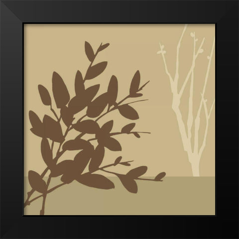 Metro Leaves in Khaki I Black Modern Wood Framed Art Print by Vess, June Erica