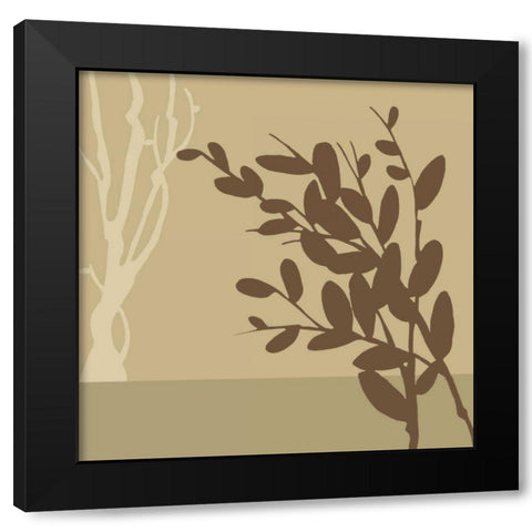 Metro Leaves in Khaki II Black Modern Wood Framed Art Print with Double Matting by Vess, June Erica