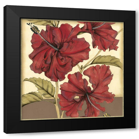 Cropped Sophisticated Hibiscus I  Black Modern Wood Framed Art Print with Double Matting by Goldberger, Jennifer