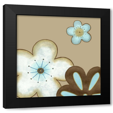 Small Pop Blossoms in Blue I  Black Modern Wood Framed Art Print with Double Matting by Vess, June Erica