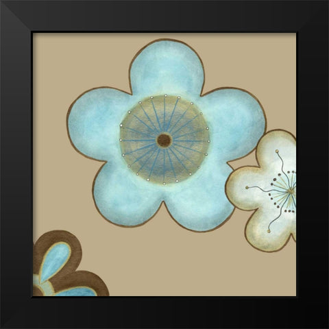 Small Pop Blossoms in Blue II  Black Modern Wood Framed Art Print by Vess, June Erica