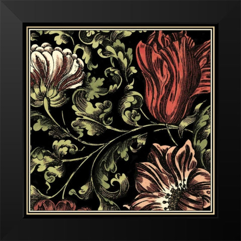 Small Floral Fancy II  Black Modern Wood Framed Art Print by Vision Studio