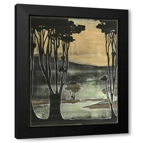 Small Nouveau Trees II Black Modern Wood Framed Art Print with Double Matting by Goldberger, Jennifer